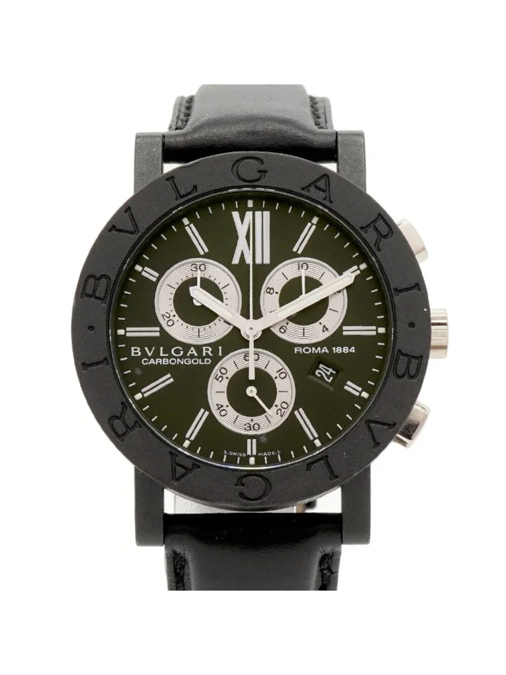 Bvlgari Carbon Gold Chronograph Black Dial Watch